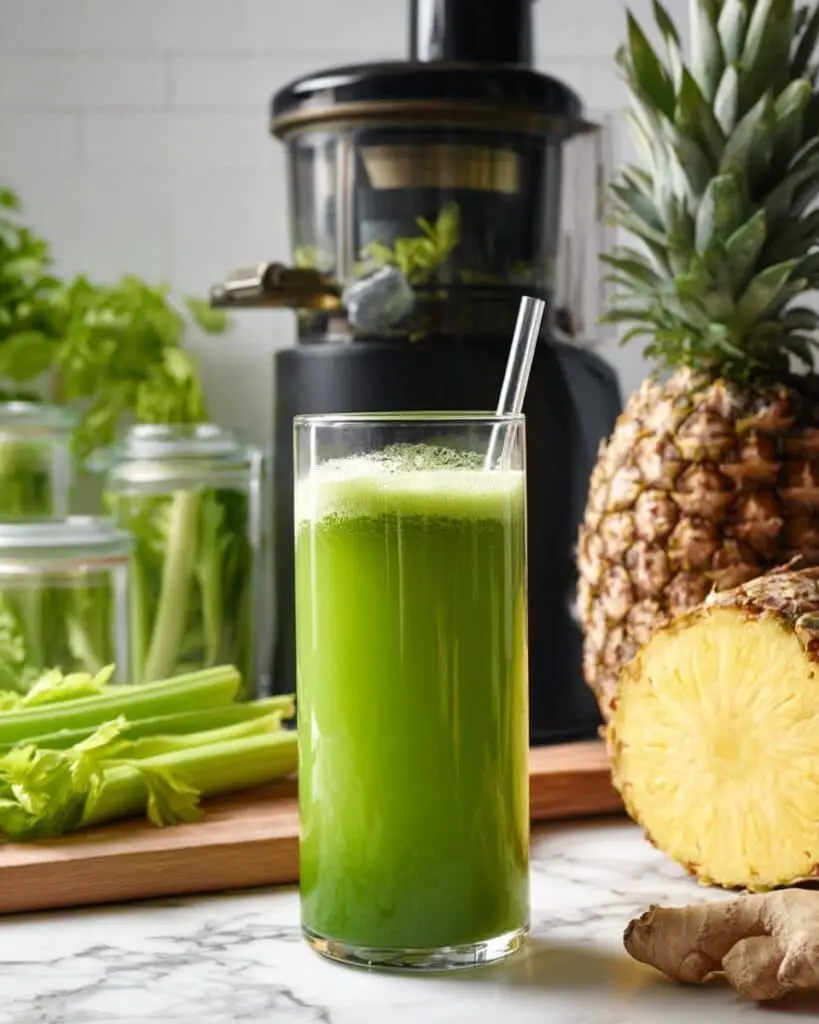 4-Ingredient Pineapple Spinach Green Juice Recipe