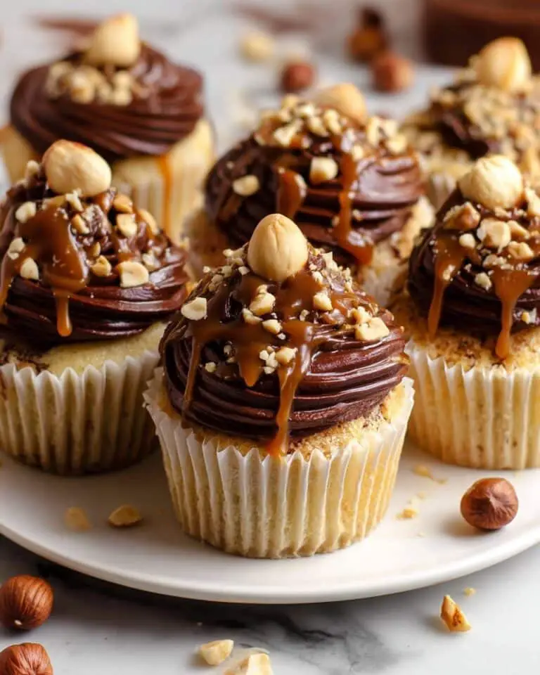 Chocolate Hazelnut Cupcakes with Caramel Chocolate Ganache Frosting Recipe