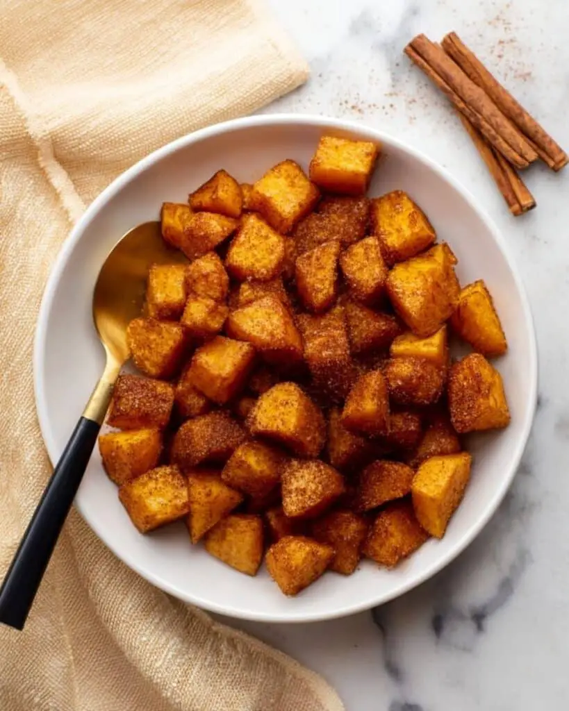 Air Fryer Roasted Butternut Squash with Cinnamon and Maple Recipe