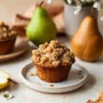 Spiced Pear Muffins with Cinnamon-Pecan Crumb Topping Recipe