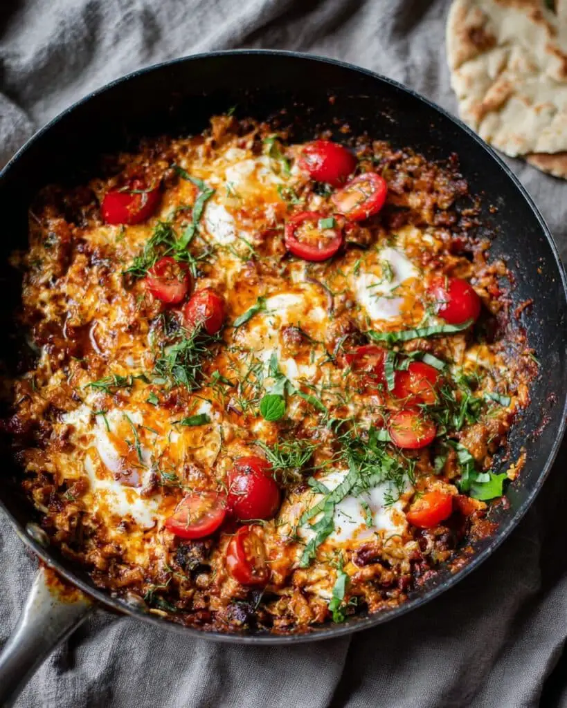 Menemen with Beyaz Peynir or Feta – Turkish Scrambled Eggs Recipe