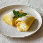 Mango Pancakes with Cream and Fresh Mint Recipe