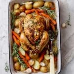 Garlic Herb Butter Roast Chicken with Root Vegetables Recipe