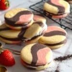 Neapolitan Cookies with Strawberry, Chocolate, and Vanilla Buttercream Recipe