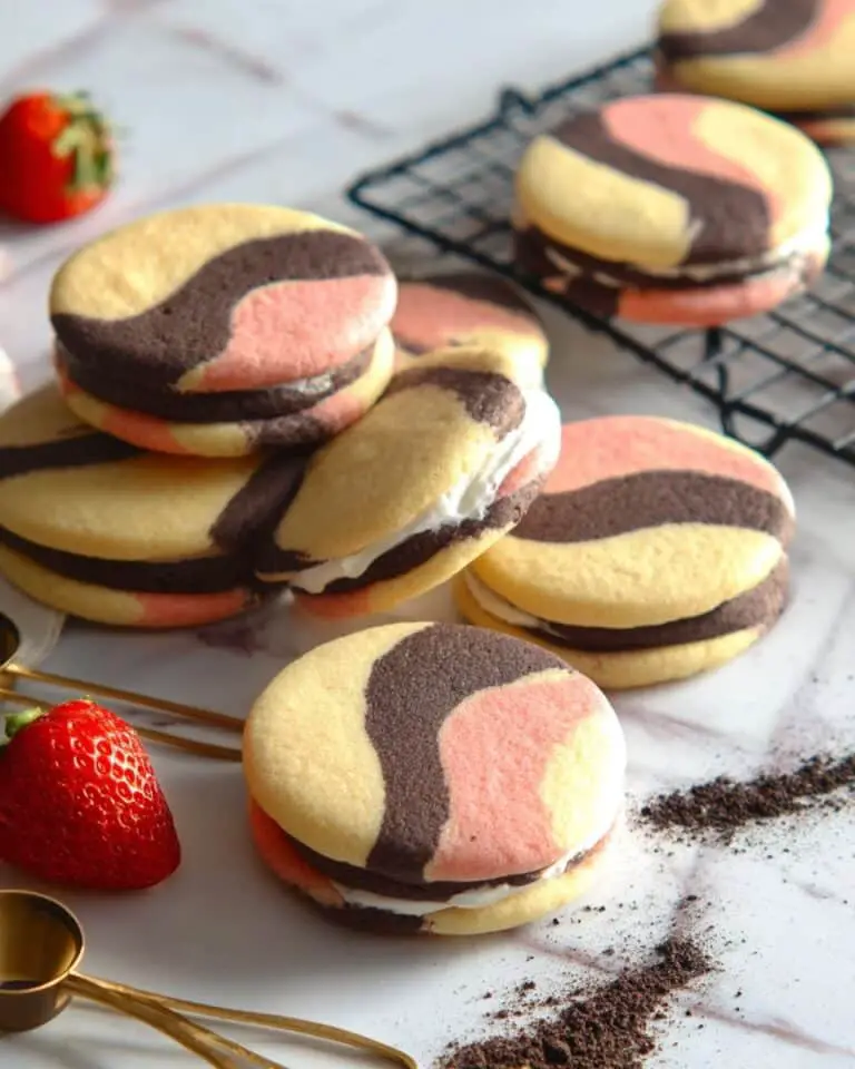 Neapolitan Cookies with Strawberry, Chocolate, and Vanilla Buttercream Recipe