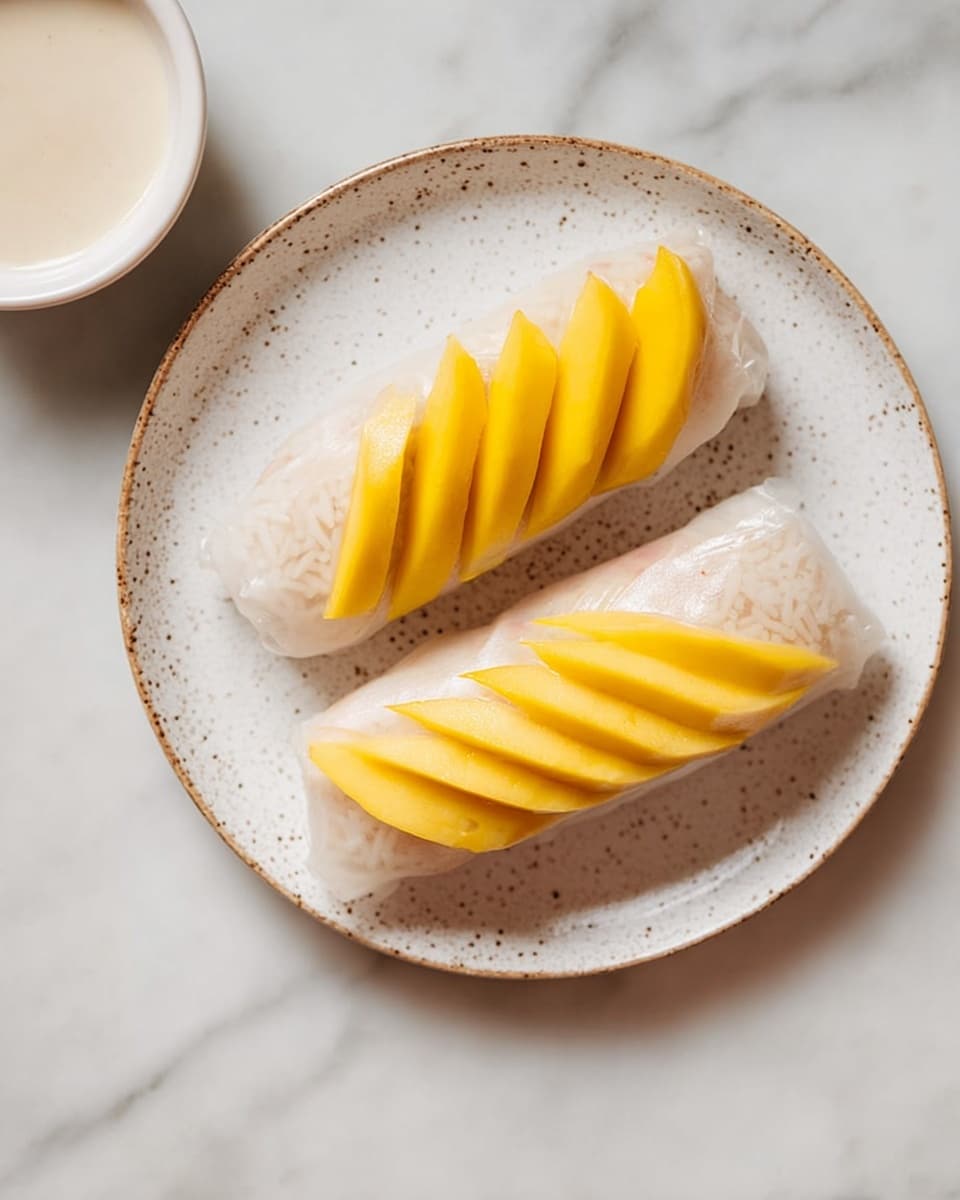 Mango Sticky Rice Rolls with Coconut Dipping Sauce - Tropical Delight