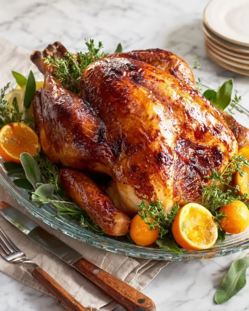 Juicy Thanksgiving Turkey with Orange and Champagne Broth Recipe