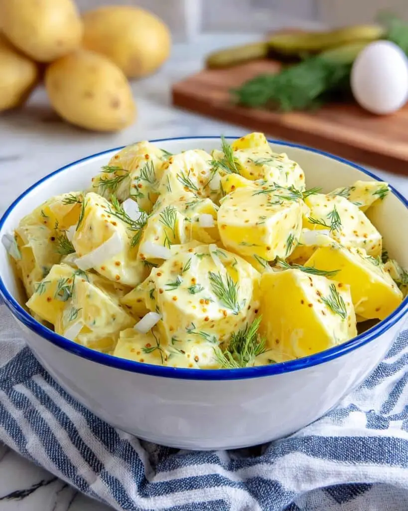 Traditional Northern German Potato Salad with Mayo and Eggs Recipe