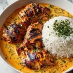 Creamy Paprika Chicken Drumsticks with Steamed Rice Recipe