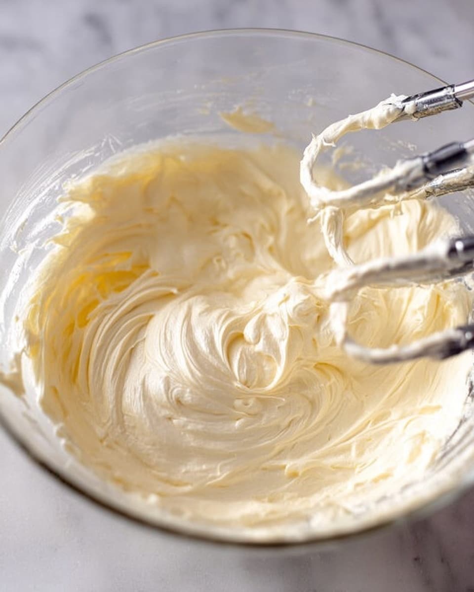 In a clear glass bowl, there is a thick, pale yellow cream with a smooth and airy texture. The cream has soft swirls and peaks made by the two silver beaters that are partly inside the bowl. The beaters are covered in the same creamy mixture. The bowl sits on a white marbled surface, and the lighting highlights the creamy and fluffy details of the mixture. Photo taken with an iphone --ar 4:5 --v 7