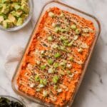Easy Salmon Sushi Bake with Creamy Spicy Mayo Recipe