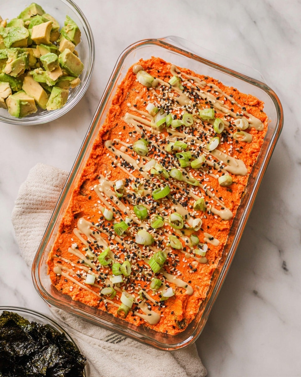 Easy Salmon Sushi Bake with Creamy Spicy Mayo Recipe