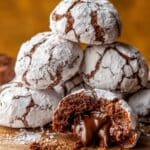 Chocolate Snowball Cookies with Melted Chocolate Centers Recipe