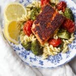 Blackened Salmon and Roasted Veggie Pasta Recipe