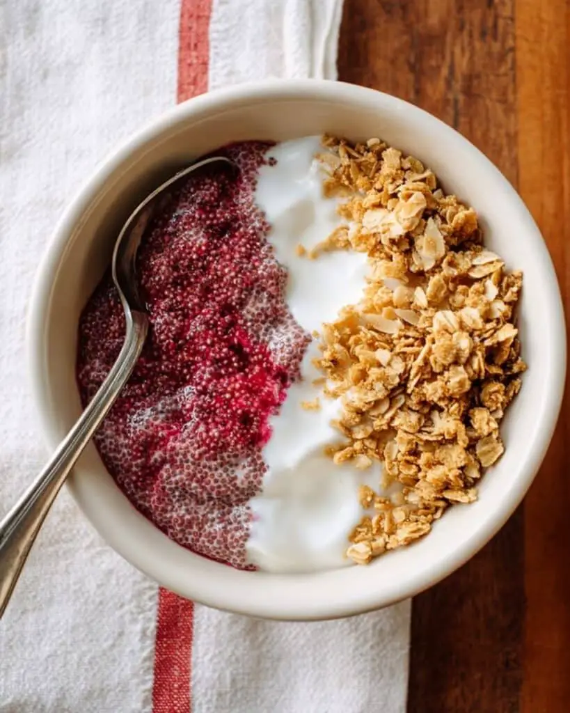 Toasted Oatmeal with Strawberry Chia Jam and Coconut Whipped Cream Recipe