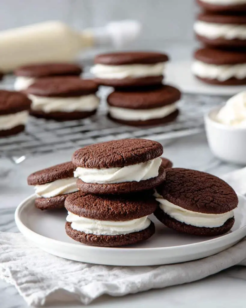 Homemade Chocolate Whoopie Pies with Marshmallow Fluff Filling Recipe