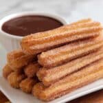 Easy Spanish Churros with Cinnamon Sugar and Chocolate Sauce Recipe