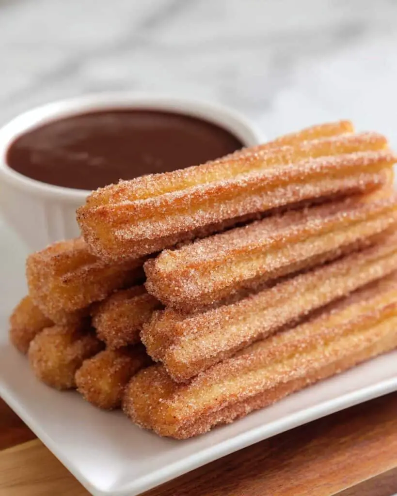 Easy Spanish Churros with Cinnamon Sugar and Chocolate Sauce Recipe
