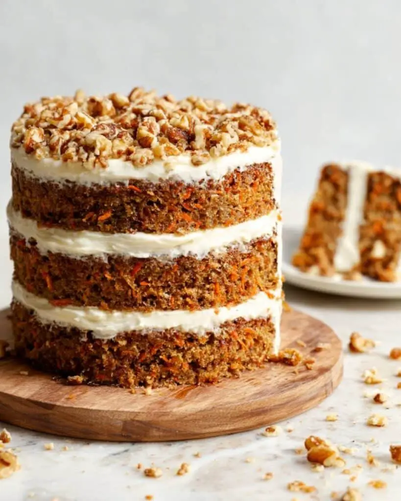 Oatmeal Carrot Cake with Healthy Cream Cheese Frosting Recipe