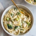 Creamy Chicken Alfredo with Store-Bought Sauce and Fresh Basil Recipe
