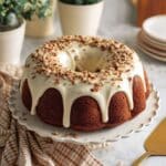 Carrot Bundt Cake with Cream Cheese Frosting and Pecans Recipe