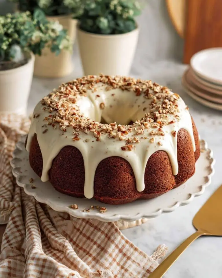 Carrot Bundt Cake with Cream Cheese Frosting and Pecans Recipe