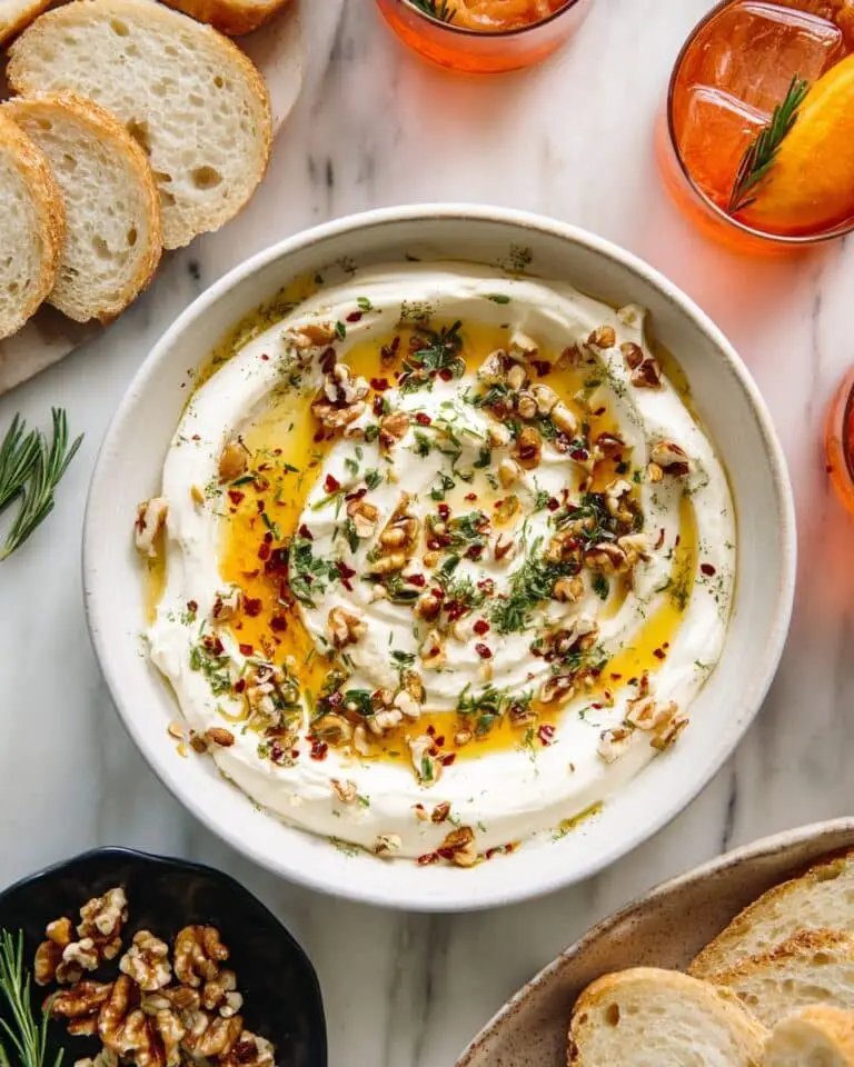 Quick Whipped Ricotta Dip with Hot Honey Appetizer Recipe