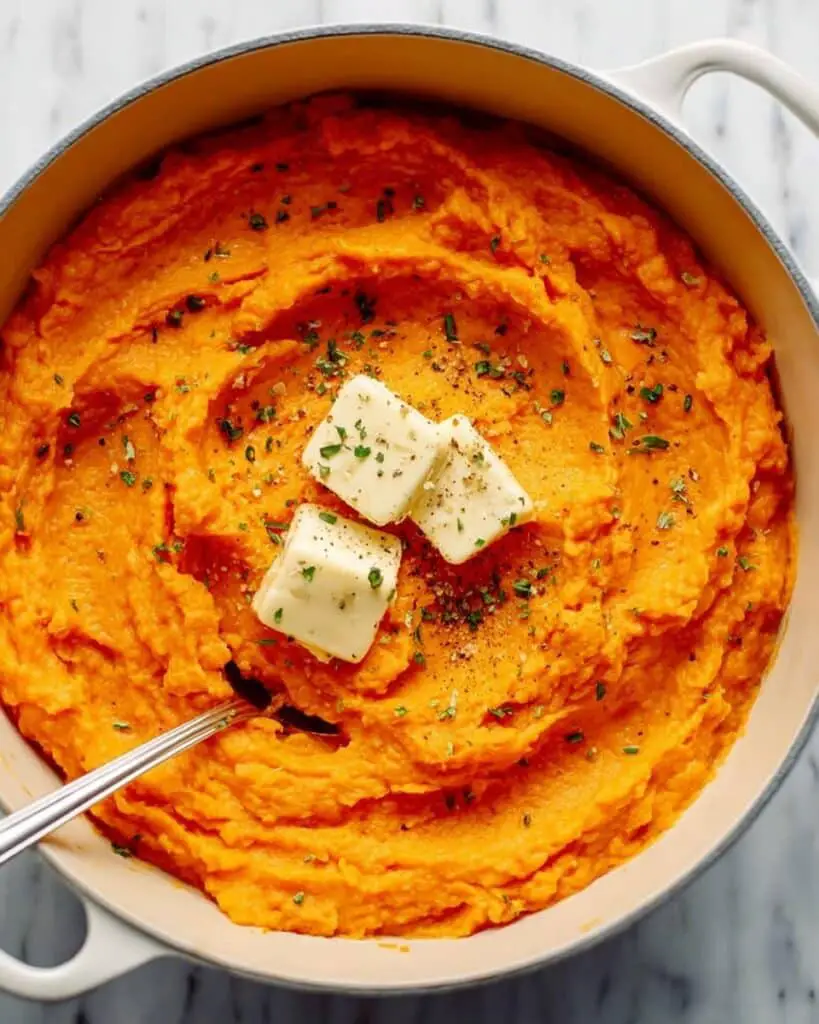 Creamy Garlic Mashed Sweet Potatoes Recipe
