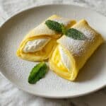 Mango Pancakes with Cream and Fresh Mint Recipe