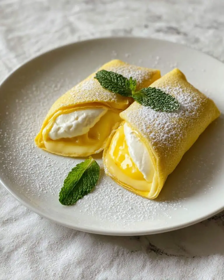Mango Pancakes with Cream and Fresh Mint Recipe