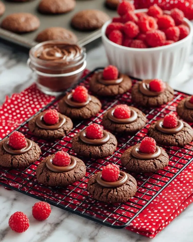 Chocolate Hazelnut Thumbprint Cookies with Raspberries Recipe