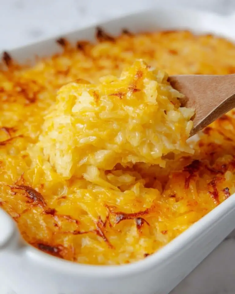 Cheesy Hashbrown Casserole with Crunchy Cornflake Topping Recipe