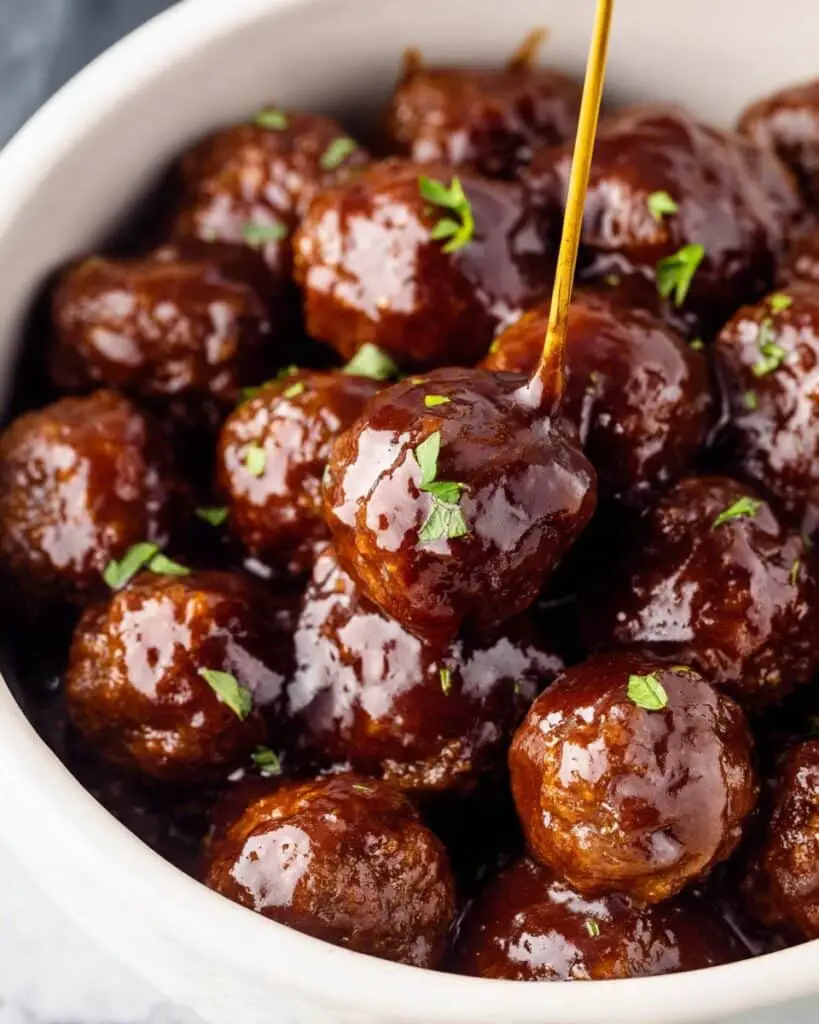 Sticky BBQ Slow Cooker Meatballs Recipe