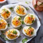 Kimchi Deviled Eggs with Pickled Veggies and Sesame Seeds Recipe