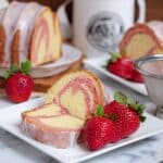 Strawberry Cream Cheese Pound Cake with Swirled Fresh Strawberry Glaze Recipe