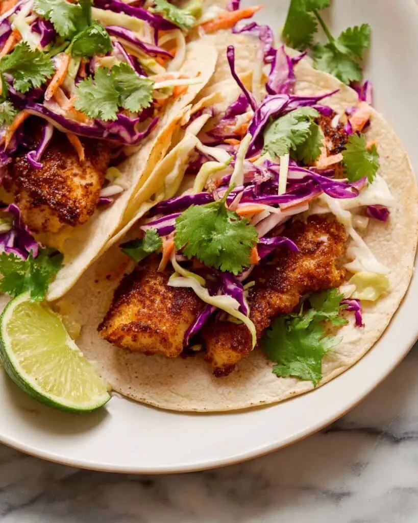 Air Fryer Fish Tacos with Cilantro Lime Slaw Recipe