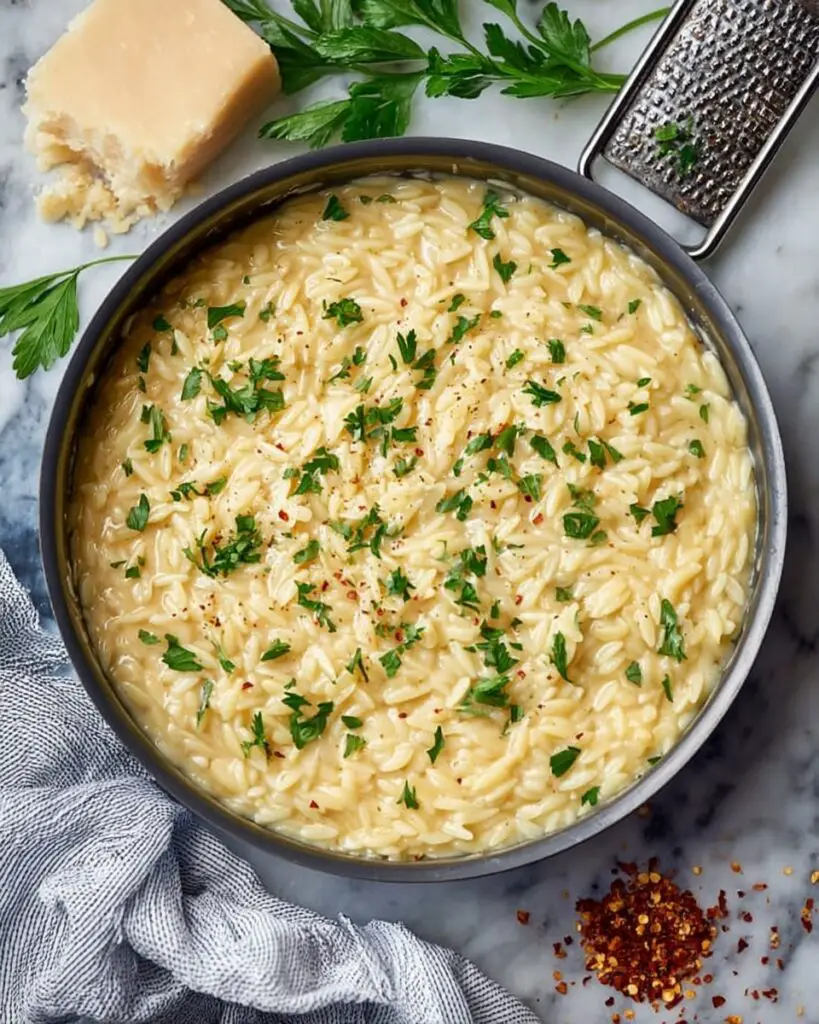 Creamy Garlic Parmesan Orzo Recipe