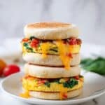 Healthy Make-Ahead Breakfast Sandwich with Spinach, Cherry Tomatoes, and Cheddar Recipe