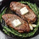 Pan Seared Rib-Eye Steak with Garlic and Rosemary Recipe