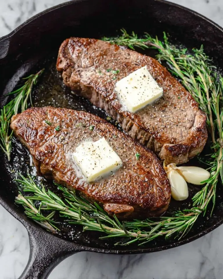 Pan Seared Rib-Eye Steak with Garlic and Rosemary Recipe