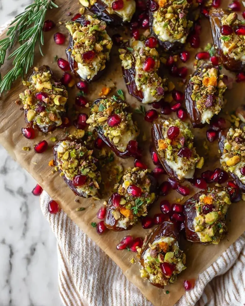 Easy Roasted Boursin Stuffed Dates with Pistachios Recipe