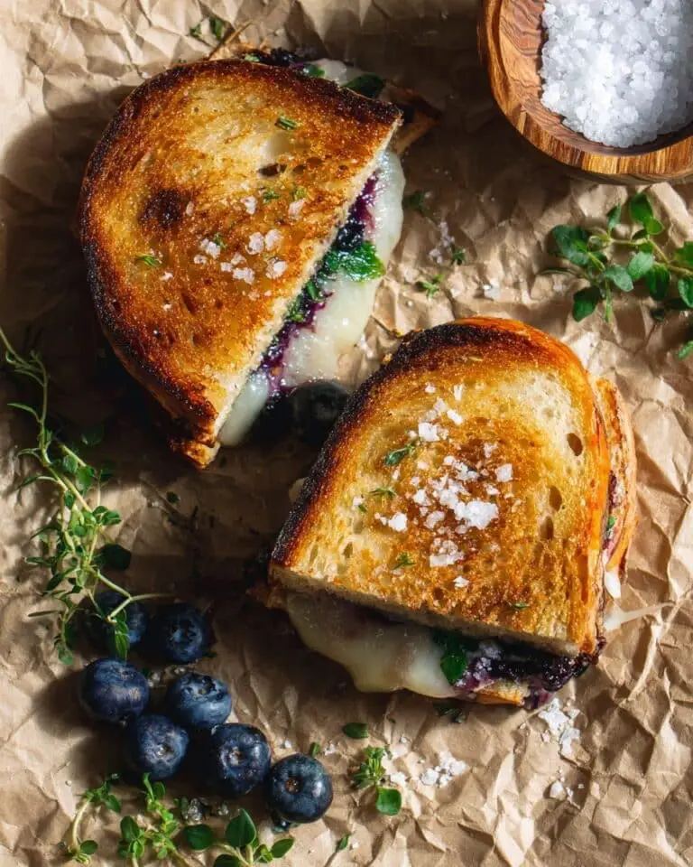 Blueberry White Cheddar Grilled Cheese Sandwiches with Lemon Thyme Jam Recipe