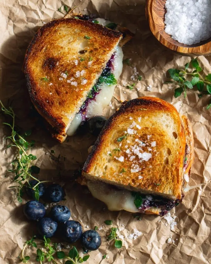 Blueberry White Cheddar Grilled Cheese Sandwiches with Lemon Thyme Jam Recipe