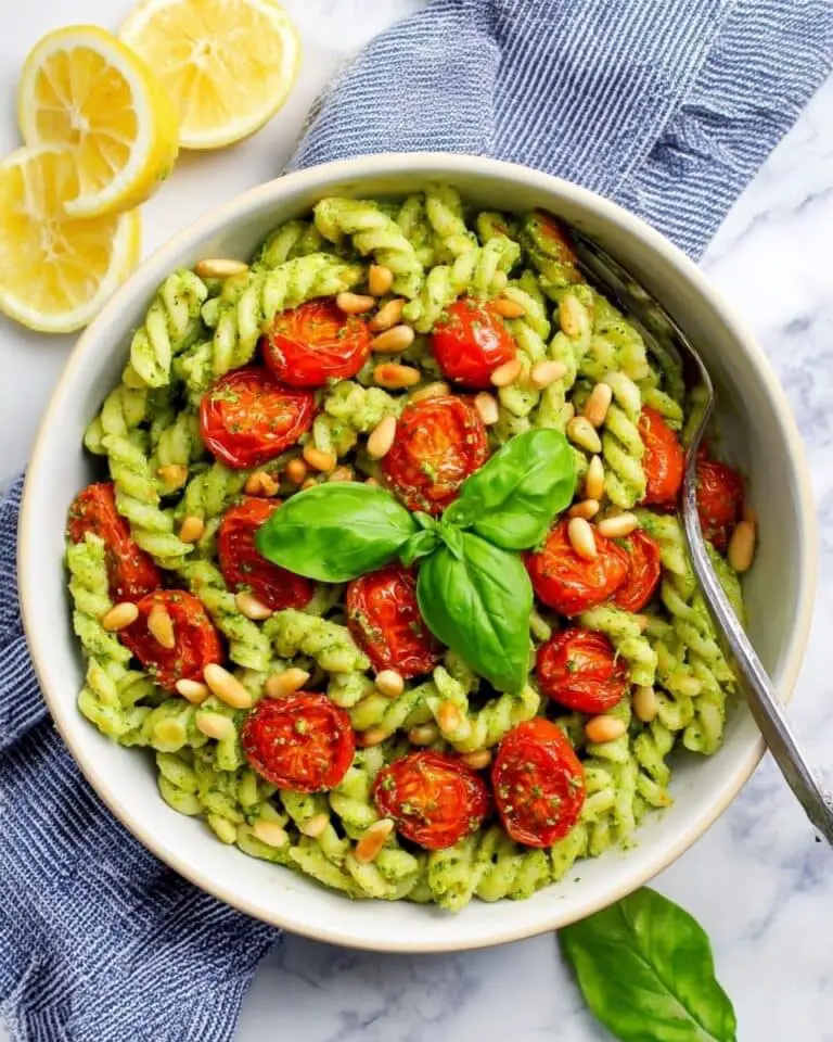 Creamy Avocado Pasta with Cherry Tomatoes and Pine Nuts Recipe