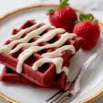 Red Velvet Waffles with Cream Cheese Drizzle Recipe