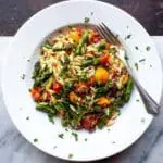 Lemon Garlic Orzo with Roasted Vegetables Recipe