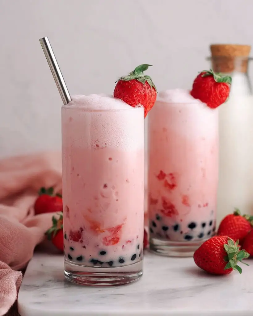 Strawberry Bubble Tea (Boba, Milk Tea) Recipe