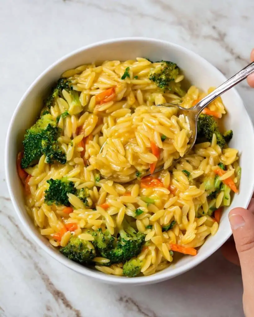 Broccoli Cheddar Orzo Recipe