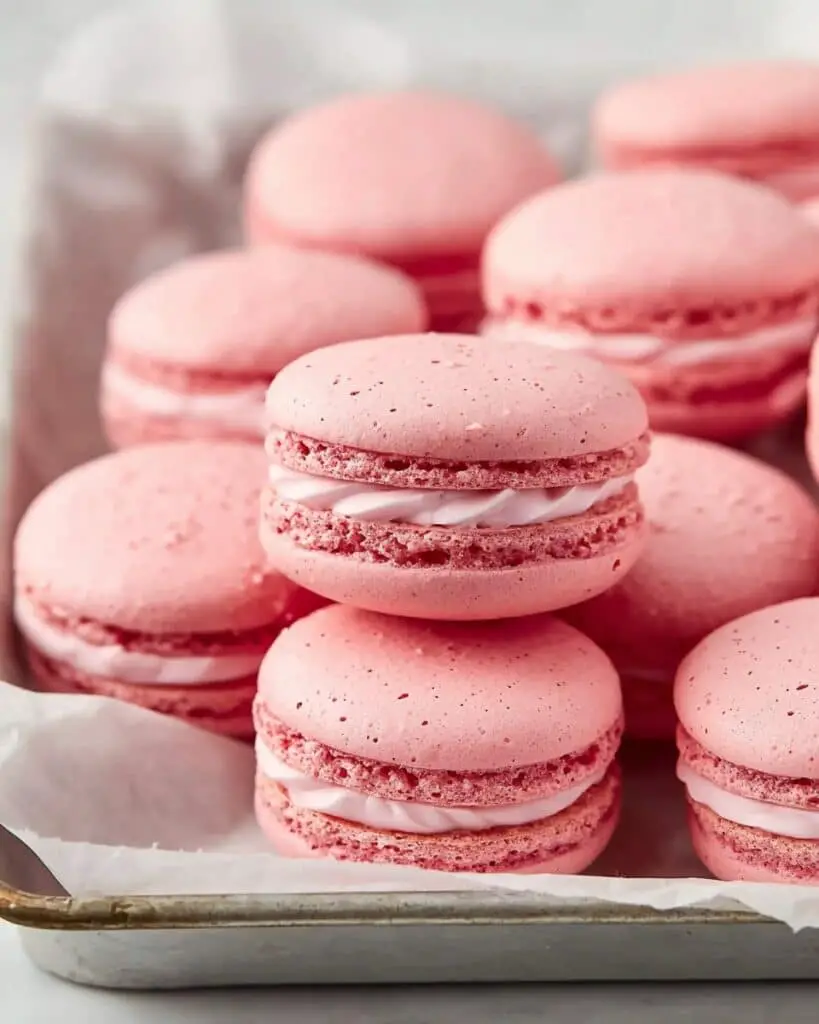 Strawberry Macarons with Strawberry Buttercream Filling Recipe