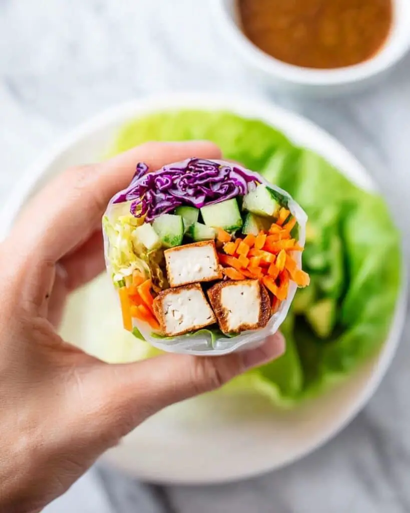 Giant Spring Rolls with Crispy Tofu and Peanut Dipping Sauce Recipe